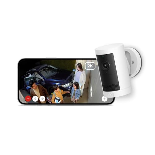 Ring Outdoor Cam Plus Battery (リング アウトドアカム プラス バッテリーモデル) | 高精細・広角、ワンランク上の屋外防犯カメラ | 進化したナイトビジョン | 取り外し可能なバッテリー | 平置き/壁取り付け/天井取り付け対応 | Ring Home プラン30日間無料体験付き - ホワイト 1枚目 画像