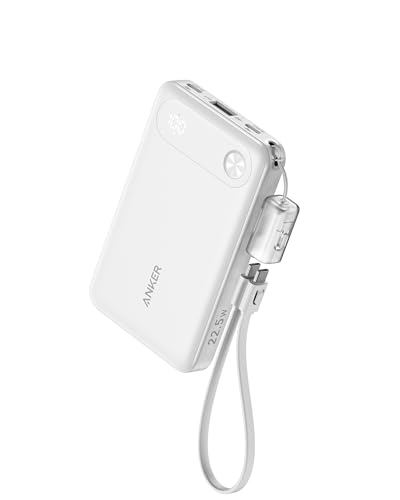 Anker Power Bank (10000mAh, 22.5W) 【アップグレード版】(モバイルバッテリー 10000mAh 最大22.5W出力 USB-C & USB-C ケーブル付属 ディスプレイ搭載) 【PD/PowerIQ搭載/PSE技術基準適合】iPhone 17 / 16 / 15 Android iPad その他各種機器対応 (ホワイト) 1枚目 画像
