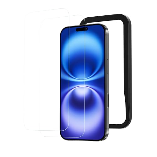 NIMASO ガラスフィルム iPhone 16 / iPhone 15 用 強化ガラス 保護フィルム ガイド枠付き 指紋防止 高透過率 衝撃吸収 2枚セット アイフォン16 / アイフォン15 対応（6.1インチ） DSP24G1438 1枚目 画像