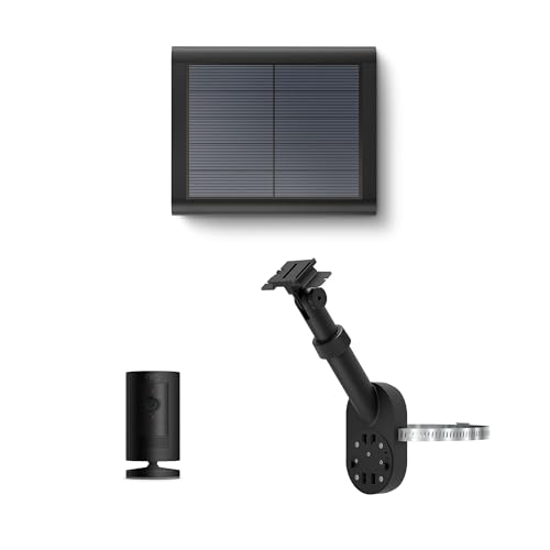 【2023年度グッドデザイン賞受賞】Ring Stick Up Cam Battery (リング スティックアップカム バッテリーモデル) ブラック + ソーラーパネル + ポールマウント| Ring Homeプラン30日間無料体験 Ring Stick Up Cam Battery 実物画像・外観写真