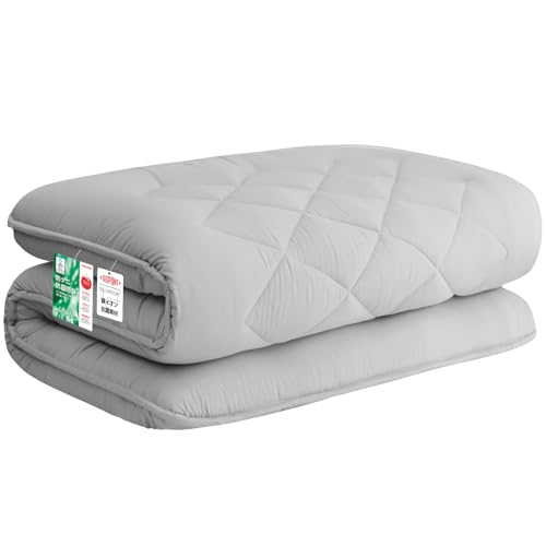 敷き布団 極厚10cm 五層構造 シングル 【TEIJIN マイティトップ中綿使用】抗菌・防臭・防カビ・防ダニ・吸汗・速乾 しきふとん ウレタン入り 高級 折り目なし 敷布団 しっかり支える 三つ折り 体圧分散 ホコリが出にくい ピーチスキン加工 やわらかな肌触り [圧縮なしタイプ 極厚] 100×210cm,グレー 1枚目 画像