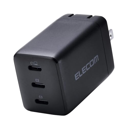 エレコム 充電器 合計65W 3ポート Type-C USB PD対応 スイング式プラグ採用 ブラック EC-AC11267BK 1枚目 画像