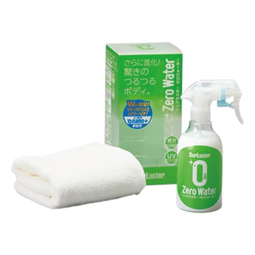 SurLuster(シュアラスター) ゼロウォーター 280ml 親水 ガラス系コーティング 約2ヶ月耐久 艶 光沢 紫外線吸収剤 UV 保護 車 バイク 自転車 簡単施工 洗車 クロス付き スプレーコーティング S-108 1枚目 画像