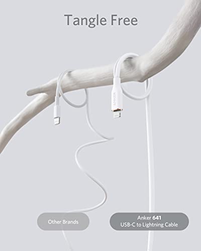 Anker PowerLine lll Flow USB-C & ライトニング ケーブル MFi認証 Anker絡まないケーブル USB PD対応 シリコン素材採用 iPhone 14 / 14 Plus / 14 Pro / 14 Pro Max / 13 各種対応 (1.8m クラウドホワイト) 中間 画像