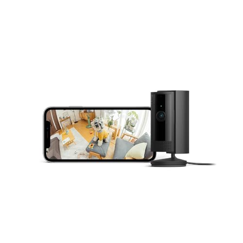 【2023年度グッドデザイン賞受賞】Ring Indoor Cam (リング インドアカム) 第2世代 ブラック | 軽量小型の屋内用セキュリティカメラ、ペットカメラやご自宅の見守りカメラ、防犯カメラの用途にも プライバシーカバー付き | Ring Homeプラン30日間無料体験 1枚目 画像