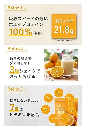 REYS レイズ ホエイ プロテイン 山澤 礼明 監修 1kg 国内製造 ビタミン7種配合 WPCプロテイン ぷろていん ホエイプロテイン (オレンジ風味) 中間 画像