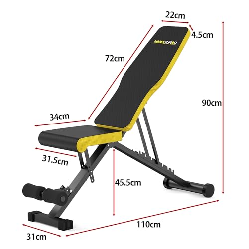【日本企業】トレーニングベンチ インクラインベンチ 折り畳み式 耐荷重300KG 2年保証 組立不要 角度調節 マルチシットアップベンチ 腹筋 背筋 全身筋トレ 家庭用 (イエロー) 最後 画像