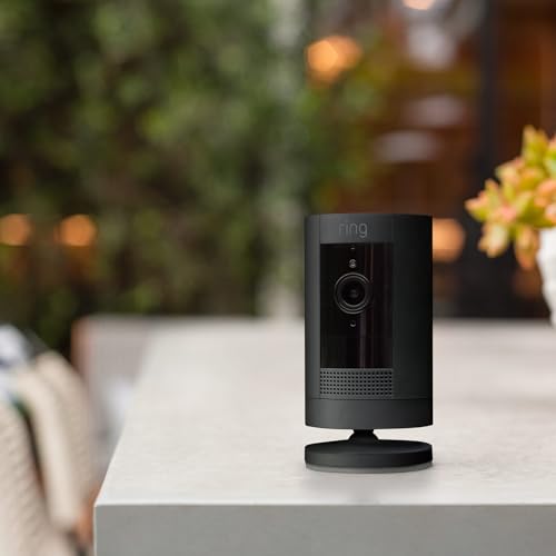 【2023年度グッドデザイン賞受賞】Ring Stick Up Cam Battery (リング スティックアップカム バッテリーモデル) | 外出先からも見守り可能、屋内・屋外で使える充電式セキュリティカメラ、デバイス盗難補償付き - ブラック | Ring Homeプラン30日間無料体験 中間 画像