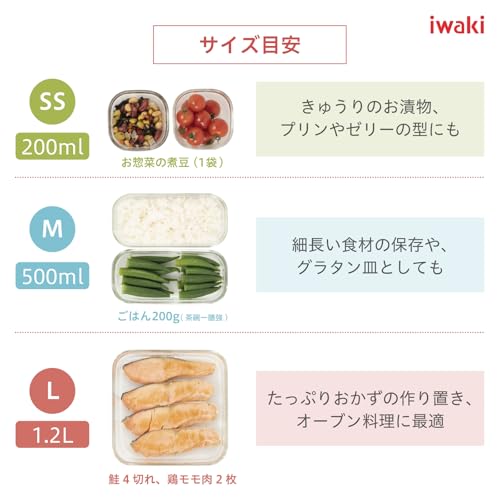 iwaki(イワキ) 耐熱ガラス 保存容器 グリーン 7個セット パック&レンジ PSC-PRN-G7 中間 画像