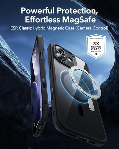 【3倍米軍MIL規格・MagSafe対応】ESR iPhone 17 ケース ワイヤレス充電 iphone17用 カメラボタン付き SGS認証 エアガードコーナー 黄変防止 耐衝撃 PC背面TPUバンパー 指紋防止 高耐久性 マグネットスマホケース Qi2.2対応 最大25W高速充電 マグセーフ いphone17ケース アイフォン17専用Classicシリーズ(クリア_ブラック) 最後 画像