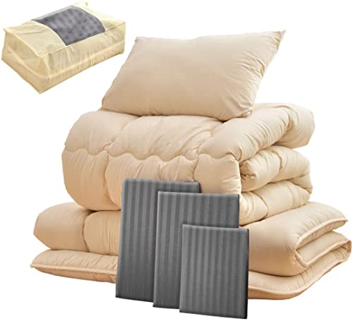 タンスのゲン 布団セット シングル 7点セット【高密度固綿 三層敷布団】カバー付き 抗菌 防臭 防カビ 洗える 収納ケース付き ホコリが出にくい 掛布団 敷布団 枕 26700013(76210) 1枚目 画像