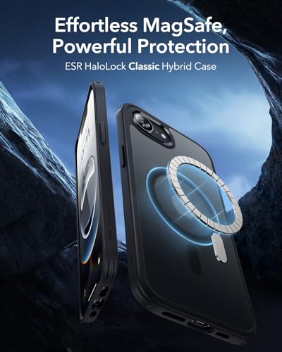 ESR iPhone 16e ケース【3倍米軍MIL規格・MagSafe対応】 iPhone16e用 phone16eケース 黄変防止 耐衝撃 米軍MIL規格認証 最大7倍の磁力ロック ワイヤレス充電 マグセーフ対応 指紋防止 滑り止め 軽薄型 PC背面TPUバンパー アイフォン16e iPhone16eケース Classicスマホカバーあいふおん16e(HaloLock)つや消しブラック 中間 画像