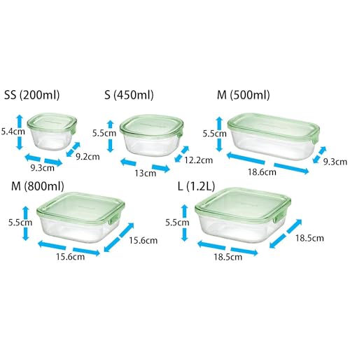 iwaki(イワキ) 耐熱ガラス 保存容器 グリーン 7個セット パック&レンジ PSC-PRN-G7 中間 画像