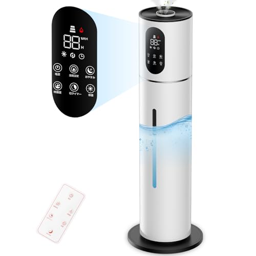 加湿器 大容量 8L タワー式 【除菌・抗菌・自動恒湿・アロマ対応】 かしつき 上から給水 超音波式 300ml/h加湿量 切タイマー スリープモード 吹出口360° 空焚き防止 水漏れ防止 花粉 乾燥対策 省エネ 寝室/リビング/オフィス 40畳 業務用 家庭用 お手入れ簡単 リモコンき pcs 1枚目 画像