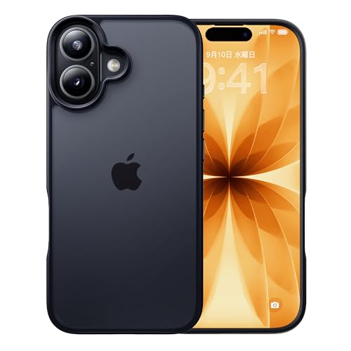 【米軍MIL規格・指紋防止】CASEKOO iPhone 17 用 ケース 耐衝撃 滑り止め 指紋防止 米軍MIL規格 マット仕上げ ストラップホール付き 黄変防止 耐久性 カバー あいふおん17ケース 6.3 インチ(マットブラック) 1枚目 画像