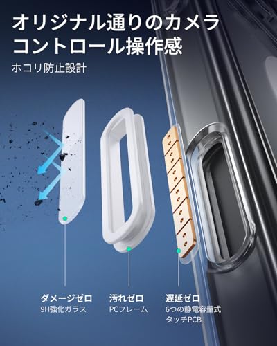 ESR iPhone16Plusケース【カメラコントロール・3倍米軍MIL規格】 iPhone 16 Plus 用 MagSafe対応 カメラボタン保護 透明 黄変なし 耐衝撃 ワイヤレス充電対応 アイフォン16プラス 耐久性 マグネットスマホカバー いphone16plusケース Classicカバー(HaloLock) クリア 中間 画像