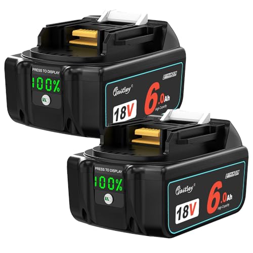 waitleyマキタ BL1860 6.0Ah互換 バッテリー 2個セット全保護基板カットオフ機能付きデジタル%残量指示付き 容量6000mAh BL1830 BL1840 BL1850 BL1890 対応 マキタ18V リチウムイオン電池 メーカーから一年間の保証があり 1枚目 画像