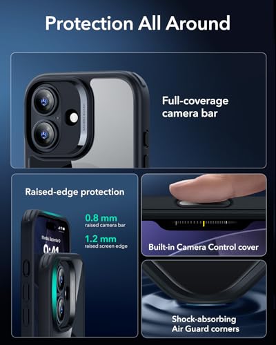 【3倍米軍MIL規格・MagSafe対応】ESR iPhone 17 ケース ワイヤレス充電 iphone17用 カメラボタン付き SGS認証 エアガードコーナー 黄変防止 耐衝撃 PC背面TPUバンパー 指紋防止 高耐久性 マグネットスマホケース Qi2.2対応 最大25W高速充電 マグセーフ いphone17ケース アイフォン17専用Classicシリーズ(クリア_ブラック) 中間 画像