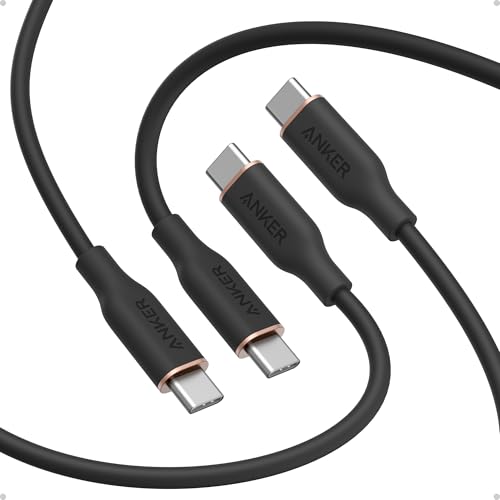 Anker PowerLine III Flow USB-C & USB-C ケーブル 1.8m 2本セット ブラック Anker PowerLine III Flow USB-C & USB-C ケーブル 1.8m 2本セット ブラック 実物画像・外観写真