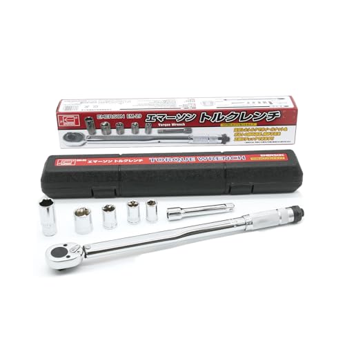 エマーソン(Emerson) トルクレンチ トルク対応レンジ 40〜200N・m トルク精度 ±4% 12.7mm (1/2インチ) 103N・mプリセットタイプ 14/17/19/24mm+21mm薄口ロングソケット、エクステンションバー付属 収納に便利なケース付き EM-29 1枚目 画像