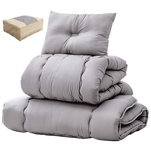 タンスのゲン 布団セット シングル 4点セット【高密度固綿 三層敷布団】 抗菌 防臭 防カビ 洗える 収納ケース付き ホコリが出にくい 掛布団 敷布団 枕 61140237(74262) 1枚目 画像