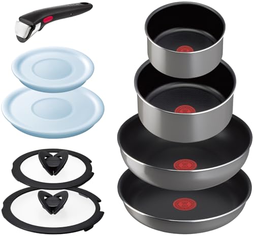 【オンライン限定】 ティファール 取っ手のとれる 鍋 フライパンセット 9点セット ガス火専用 PFOAなどの有害物質不使用 「インジニオ・ネオ フレーズグレー」 こびりつきにくさ長持ち グレー L16199 1枚目 画像