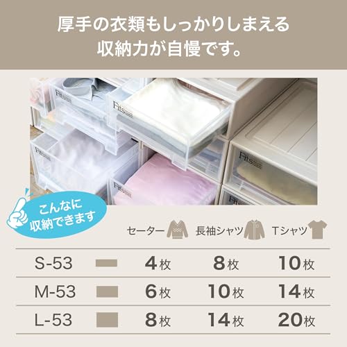 天馬 収納ボックス フィッツケース クローゼット 幅39×奥行53×高さ30cm 収納ケース たわみにくい 衣装ケース 日本製 【色 カプチーノ】 【サイズ L-53】 中間 画像