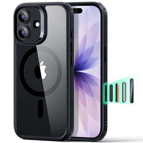 【3倍米軍MIL規格・MagSafe対応】ESR iPhone 17 ケース ワイヤレス充電 iphone17用 カメラボタン付き SGS認証 エアガードコーナー 黄変防止 耐衝撃 PC背面TPUバンパー 指紋防止 高耐久性 マグネットスマホケース Qi2.2対応 最大25W高速充電 マグセーフ いphone17ケース アイフォン17専用Classicシリーズ(クリア_ブラック) 1枚目 画像