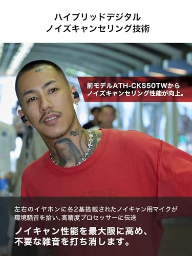 【セット買い】オーディオテクニカ 完全ワイヤレスイヤホン ATH-CKS50TW2 BG(E) & イヤーピース AT-ER500 Lサイズ 中間 画像