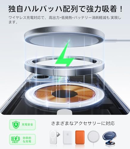 TORRAS iPhone 17 用ケース 【米軍進化耐衝撃・高性能Magsafe対応】指紋防止 黄変防止 米軍保護工学 マグネット搭載 衝撃吸収 頑丈 カメラコントロールボタン付き ストラップホール 透明 Guardian-Mag クリア 中間 画像