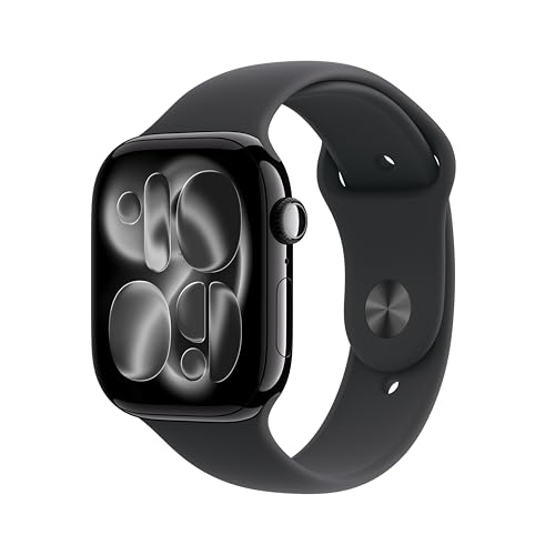 Apple Watch Series 11(GPSモデル)- 46mmジェットブラックアルミニウムケースとブラックスポーツバンド - M/L、睡眠時無呼吸、高血圧パターン、血中酸素、心電図、排卵推定、心拍数、服薬、マインドフルネス、ノイズ、睡眠スコア、転倒検出、IPX6X防塵、泳げる耐水、Suica対応、高速充電対応 1枚目 画像
