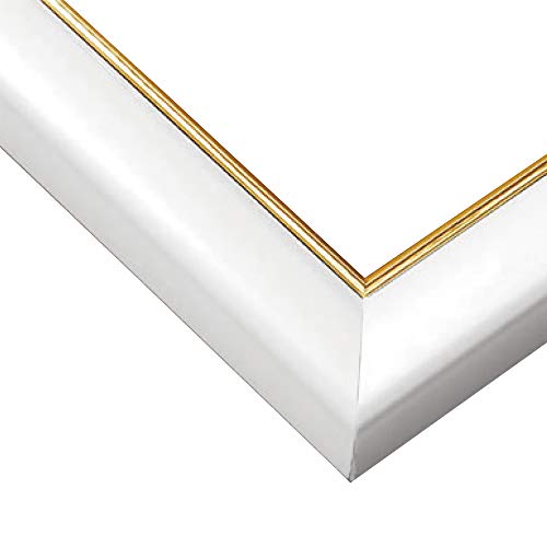 エポック社 【日本製】 木製 パズルフレーム ウッディーパネルエクセレント ゴールドライン 金モール仕様 シャインホワイト (50×75cm) (パネルNo.10) 掛ヒモ 点数券付き セルカバーUVカット仕様 パズル Frame 額縁 エポック社 木製 パズルフレーム 実物画像・外観写真