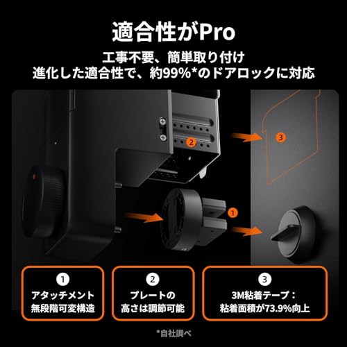 SwitchBot スマートロック プロ 鍵 スマートキー - スイッチボット オートロック ドアロック 玄関 スマートホーム スマホで操作 Alexa Google Home Siriに対応 遠隔対応 工事不要 取付カンタン 後付け 防犯対策助成金あり 中間 画像