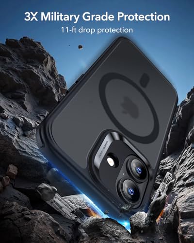 【3倍米軍MIL規格・MagSafe対応】ESR iPhone 17 ケース ワイヤレス充電 iphone17用 カメラボタン付き SGS認証 エアガードコーナー 黄変防止 耐衝撃 PC背面TPUバンパー 指紋防止 高耐久性 マグネットスマホケース Qi2.2対応 最大25W高速充電 マグセーフ いphone17ケース アイフォン17専用Classicシリーズ(フロストブラック) 中間 画像