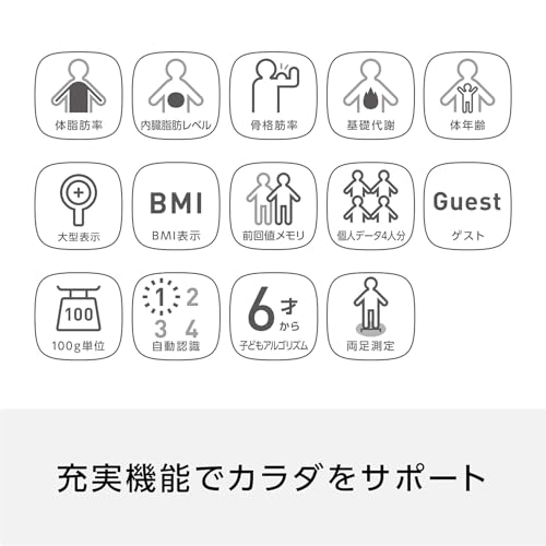 オムロン 体重 体組成計 カラダスキャン ホワイト KRD-203-W 自動認識 乗るだけで測定開始 薄型設計 中間 画像