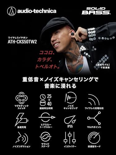 【セット買い】オーディオテクニカ 完全ワイヤレスイヤホン ATH-CKS50TW2 BG(E) & イヤーピース AT-ER500 Lサイズ 最後 画像