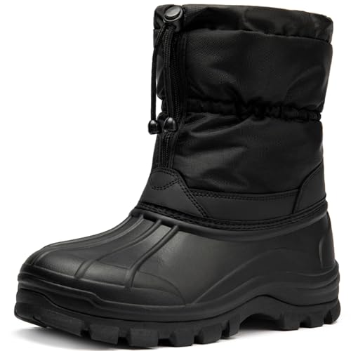 [SOARHOPE] メンズ 軽量 スノーブーツ 防寒 スノーシューズ 防水 ブーツ アウトドア ハイカット ワークマン winter snow boots men ボア 暖かい 裏起毛 冬用 雪 ブラック 28.5 cm SOARHOPE メンズ 軽量 スノーブーツ 防寒 実物画像・外観写真