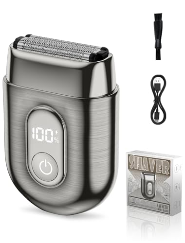 EchoByte 高質感メタルボディ 往復式電動シェーバー メンズ ひげそり フローティング3枚刃 乾湿両用 IPX7防水仕様 髭剃り 低振動&静音設計 電気シェーバー コンパクト設計 LED残量表示 Type-C急速充電 ワンタッチロック機能搭載 120分連続駆動 出張・旅行・車内使用 一年保証付き 日本語取扱説明書付属 (メタリックグレー) 1枚目 画像