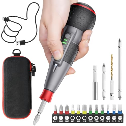 Yacooda 電動ドライバー 小型 【2025新登場・鬼トルク・軸ブレなし】 電動6N.m 手動15N.m 強力 16点ビット付き 収納ケース付き USB-C充電式 高輝度LEDライト 軽量 DIY 操作簡単 女性/初心者対応 クリスマス プレゼント ブラック 1枚目 画像