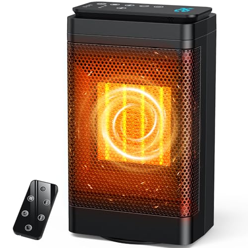 セラミックヒーター 【2025新定番・節電・AI知能恒温】 セラミックファンヒーター 8W/600W1200w 3段階 温風 ヒーター 小型 電気 省エネ 暖房 足元 首振り 液晶ディスプレイ タイマー付き リモコン付き 過熱防止 転倒OFF 持ち運び便利 PSE認証済 浴室 洗面所 脱衣所 トイレ用 家庭用 暖房器具 1枚目 画像