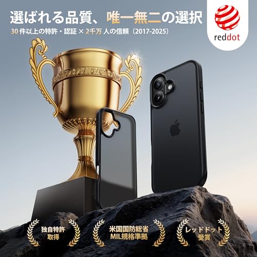 【米軍MIL規格・指紋防止】CASEKOO iPhone 17 用 ケース 耐衝撃 滑り止め 指紋防止 米軍MIL規格 マット仕上げ ストラップホール付き 黄変防止 耐久性 カバー あいふおん17ケース 6.3 インチ(マットブラック) 最後 画像