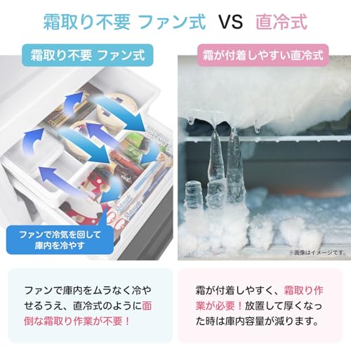 ハイセンス 冷蔵庫 幅48.1cm 135L 自動霜取り 一人暮らし スリム 耐熱天板 静音 右開き 2ドア コンパクト HR-D13K5B ブラック 中間 画像