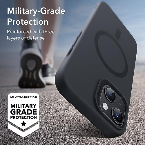 【米軍MIL規格・Magsafe対応】ESR iPhone 15 ケース Magsafe対応 TPU シリコン ワイヤレス充電対応 耐衝撃 iPhone15 ケース 軽量 薄型 アイフォン15 ケース 対応 磁気 スマホケース iPhone15ケース Cloudシリーズ ブラック 中間 画像