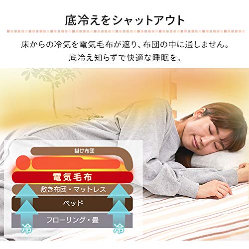 アイリスオーヤマ 電気毛布 掛け敷き兼用 洗える 188×130cm 切タイマー付き ダニ退治 ダブル セミダブル キャンプ 節電 省エネ スライド温度調整 掛け毛布 敷き毛布 防寒対策 暖房器具 ギフト ふわふわ ブランケット 丸洗い EHB-1813-T ブラウン 中間 画像