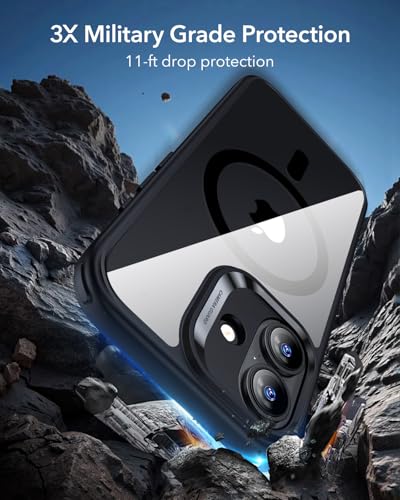 【3倍米軍MIL規格・MagSafe対応】ESR iPhone 17 ケース ワイヤレス充電 iphone17用 カメラボタン付き SGS認証 エアガードコーナー 黄変防止 耐衝撃 PC背面TPUバンパー 指紋防止 高耐久性 マグネットスマホケース Qi2.2対応 最大25W高速充電 マグセーフ いphone17ケース アイフォン17専用Classicシリーズ(クリア_ブラック) 中間 画像
