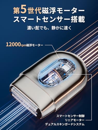 EchoByte 高質感メタルボディ 往復式電動シェーバー メンズ ひげそり フローティング3枚刃 乾湿両用 IPX7防水仕様 髭剃り 低振動&静音設計 電気シェーバー コンパクト設計 LED残量表示 Type-C急速充電 ワンタッチロック機能搭載 120分連続駆動 出張・旅行・車内使用 一年保証付き 日本語取扱説明書付属 (メタリックグレー) 中間 画像