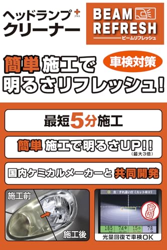 IPF ヘッドランプ クリーナー ビームリフレッシュ 黄ばみ くすみ 除去 クリア 簡単施工 車検対策 明るさ回復 エルボー点認識 専用スポンジ付属 1液タイプ 国内ケミカルメーカーと共同開発 安心の日本製 HLC-01 最後 画像