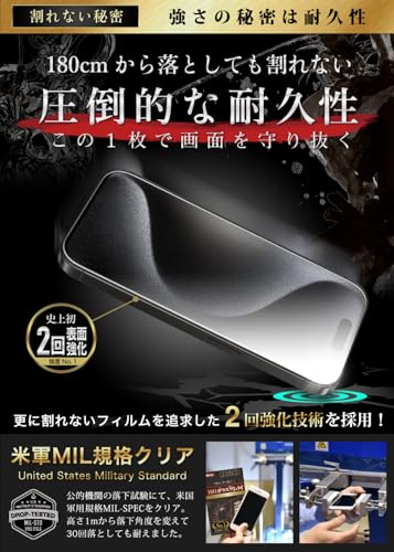 ガラスザムライ iPhone 15 Pro 用 ガラスフィルム 硬度 10H 日本製ガラス素材 強化ガラス 保護フィルム 米軍MIL規格 387-k 最後 画像