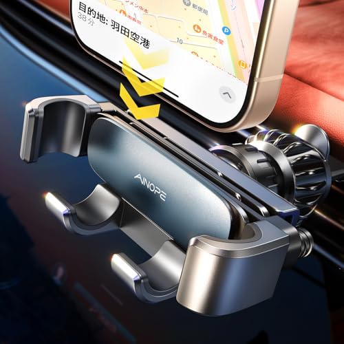 【2025最新進化クリップ&最強の安定】AINOPE スマホホルダー 車 車載ホルダー 重力式 エアコン吹き出し口 片手操作 車 スマホスタンド 回転可能 自由調節 手帳型ケース 車用 スタンド カー用品 iPhone 17 16 15 14 13 12 Pro Max Xperia Galaxy S25など4-7インチ全機種対応 1枚目 画像