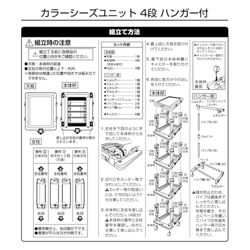 JEJアステージ 収納チェスト SEEDS(シーズ) ハンガーラック & 4段チェスト セット ブルー 日本製 簡単組立 幅83.5×奥行42×高さ86.2/91.2cm 3個セット 中間 画像